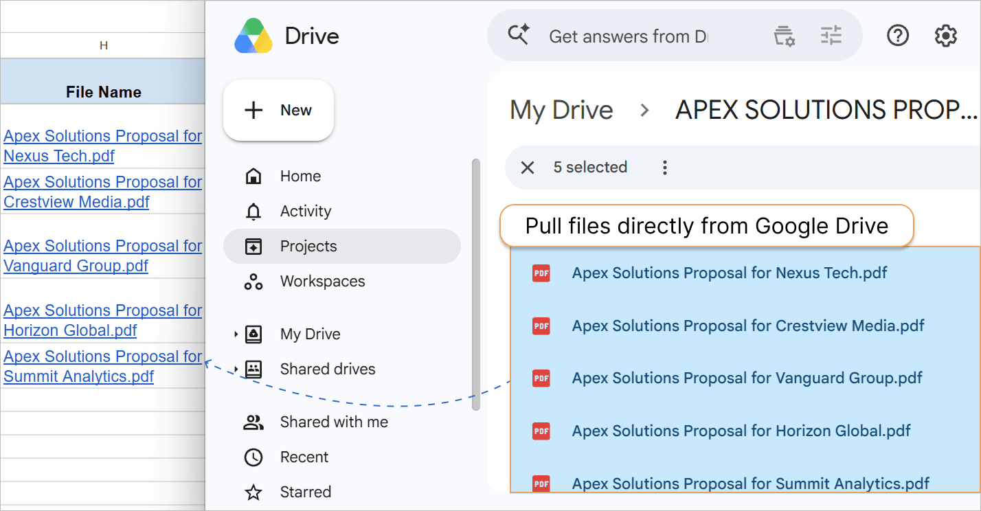Adding Google Drive links for each recipient. Dedicated column for Drive links