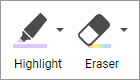 The highlight and eraser buttons on the Tools sidebar.