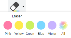 The eraser colour picker listing the colours that can be removed.