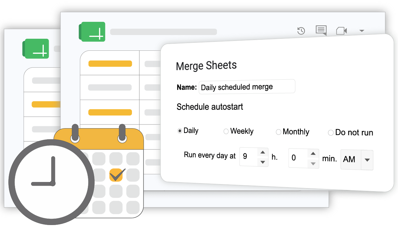 Automating repetitive Google Sheets tasks with Process Sheets scheduling. The scheduling dashboard with timetable.