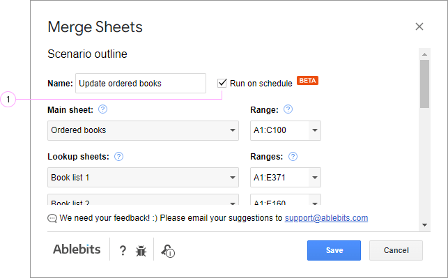 Checkbox to schedule scenario